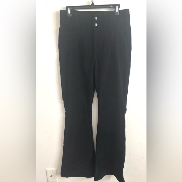 We The FREE PEOPLE Pants Jayde Cord Black Sz 30 High Rise Flare Corduroy Retro - Picture 3 of 7